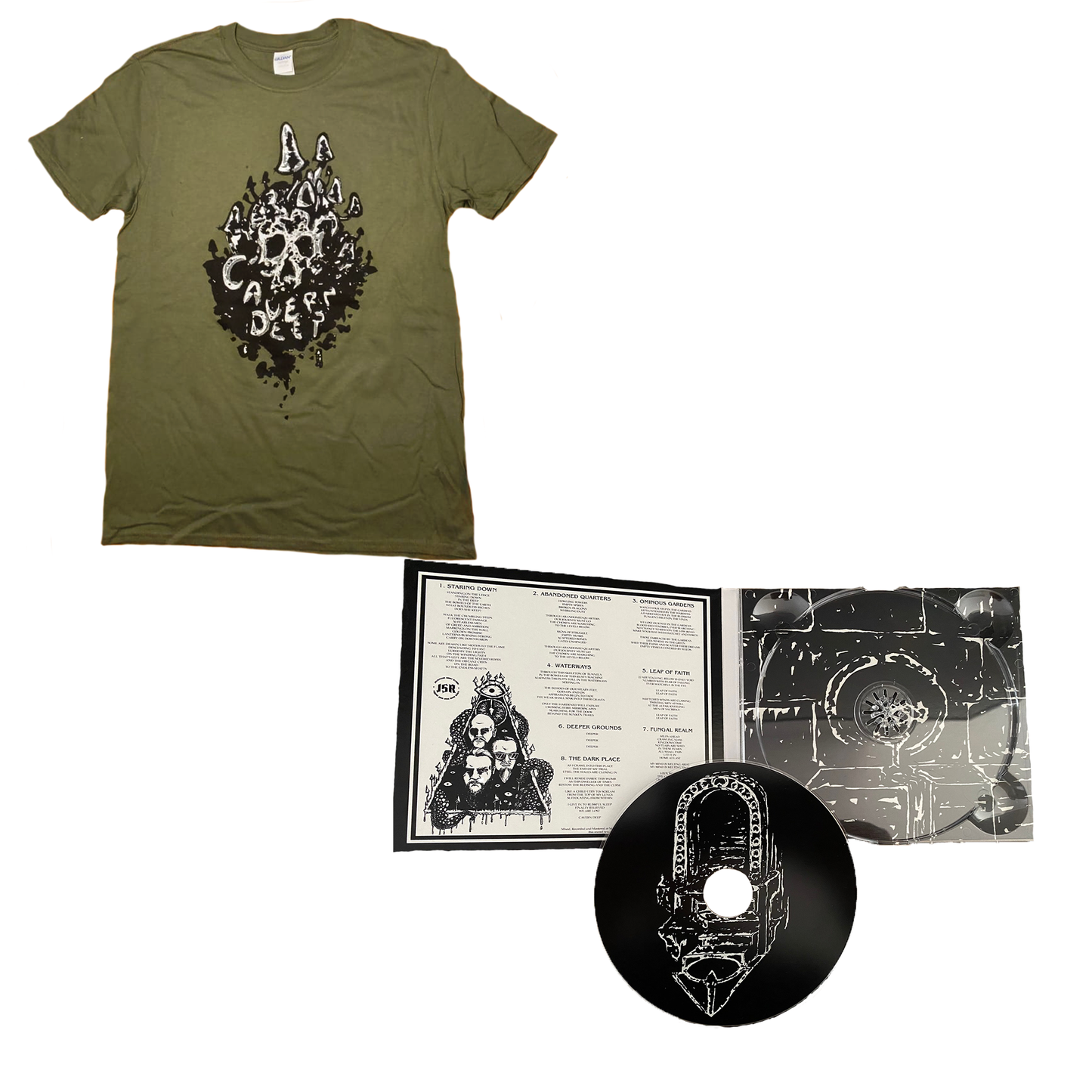 Cavern Deep Military Logo T-Shirt and Digipack CD Bundle